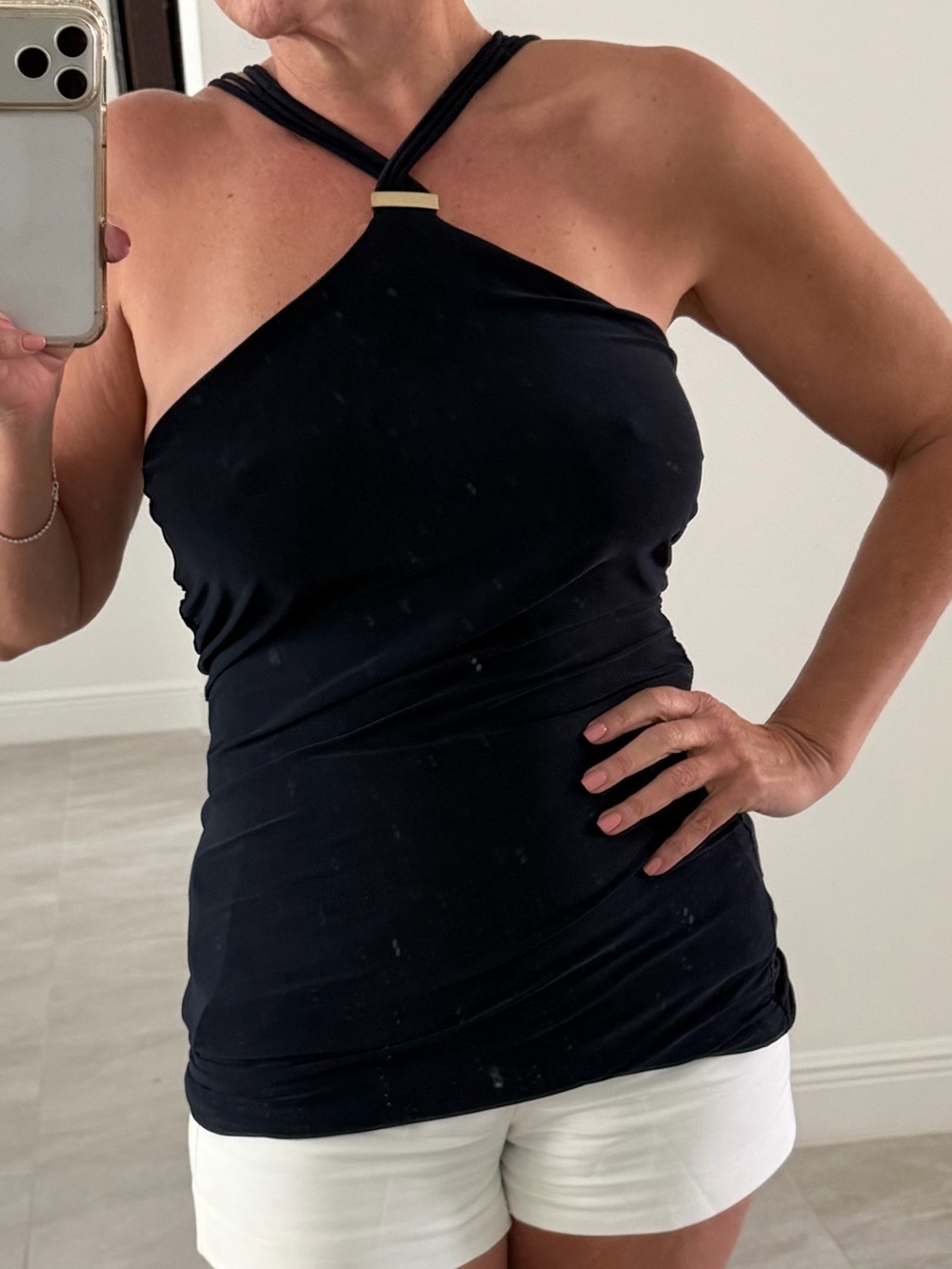 Navy blue Cross-Neck Tank Top - Sleek Summer Staple
